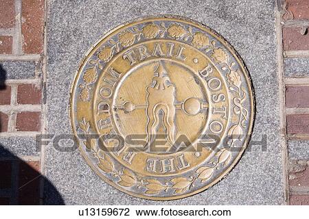 Stock Image - The Freedom Trail, American Revolution tourism, Boston, MA. Fotosearch