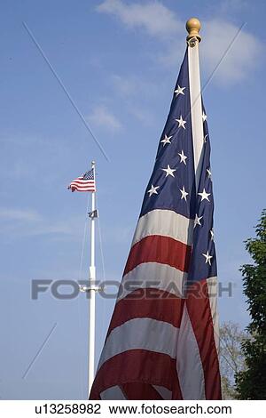 Stock Image - US Flag on Pole. Fotosearch