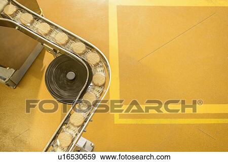 Biscuits on production line in factory View Large Photo Image Stock Photo - Biscuits on production line in factory. Fotosearch