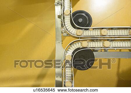 Biscuits on production line in factory View Large Photo Image Stock Photography - Biscuits on production line in factory. Fotosearch