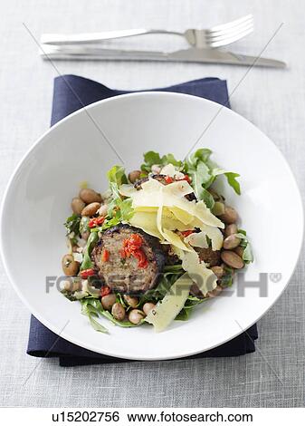 Bowl of borlotti bean salad View Large Photo Image Stock Photograph - Bowl of borlotti bean salad. Fotosearch