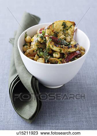 Bowl of cuttlefish and chickpea salad View Large Photo Image Stock Image - Bowl of cuttlefish and chickpea salad. Fotosearch