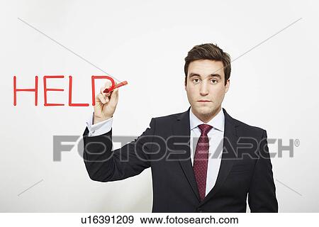 Businessman writing? help in ai View Large Photo Image Stock Photo - Businessman writing? help in ai. Fotosearch