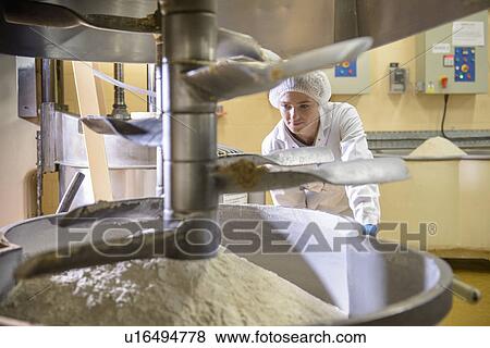 Worker with machinery in biscuit factory View Large Photo Image Stock Photo - Worker with machinery in biscuit factory. Fotosearch