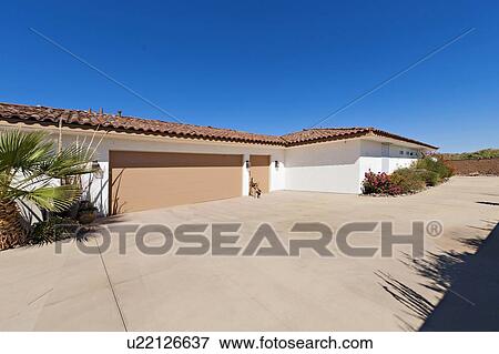 Driveway with large garage View Large Photo Image Stock Photo - Driveway with large garage. Fotosearch