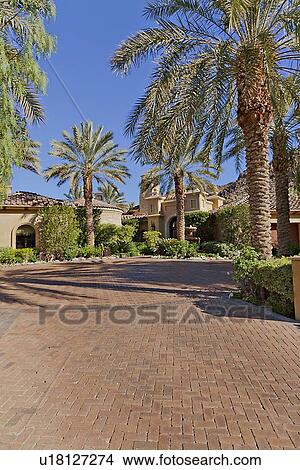 Picture - Entrance to a beautiful Californian home exterior. Fotosearch