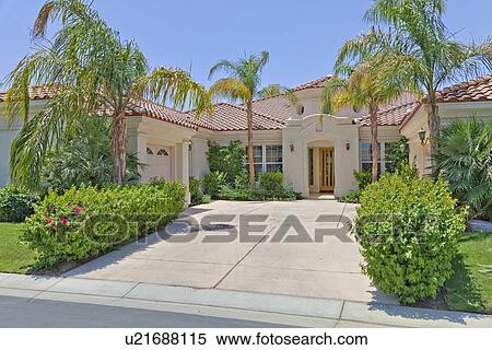 Stock Photography - Entrance to a beautiful Palm Springs home . Fotosearch