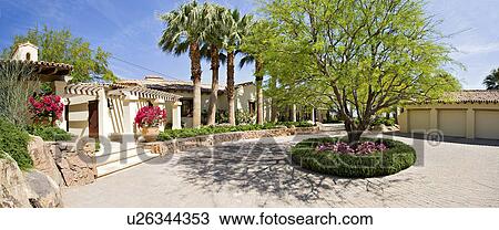 Front entrance façade of luxury villa View Large Photo Image Stock Image - Front entrance façade of luxury villa. Fotosearch