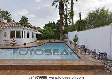 House Exterior with swimming pool View Large Photo Image Stock Photograph - House Exterior with swimming pool. Fotosearch