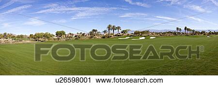 Panoramic view of a golf course View Large Photo Image Stock Image - Panoramic view of a golf course. Fotosearch