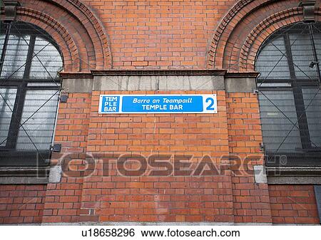 Stock Photograph - Temple Bar Sign in Dublin Ireland. Fotosearch