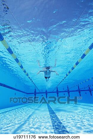 Stock Photograph - Underwater shot of male athlete swimming in pool. Fotosearch