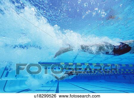 Young Caucasian female swimmers swimming in pool View Large Photo Image Stock Photograph - Young Caucasian female swimmers swimming in pool. Fotosearch