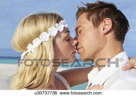 Couple At Beautiful Beach Wedding View Large Photo Image Stock Photograph - Couple At Beautiful Beach Wedding. Fotosearch