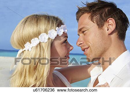 Couple At Beautiful Beach Wedding View Large Photo Image Stock Photograph - Couple At Beautiful Beach Wedding. Fotosearch