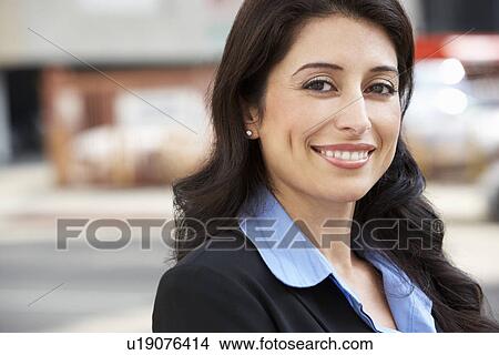 Portrait Of Businesswoman Standing In Street View Large Photo Image Picture - Portrait Of Businesswoman Standing In Street. Fotosearch