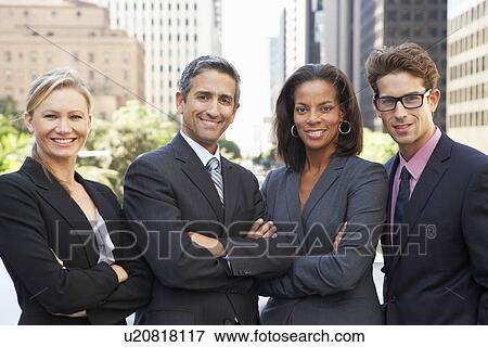 Portrait Of Four Business Colleagues Outside Office View Large Photo Image Stock Photo - Portrait Of Four Business Colleagues Outside Office. Fotosearch