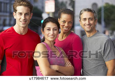 Portrait Of Running Group On Urban Street View Large Photo Image Stock Photo - Portrait Of Running Group On Urban Street. Fotosearch