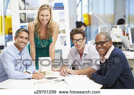 Portrait Of Team In Creative Office View Large Photo Image Stock Photo - Portrait Of Team In Creative Office. Fotosearch