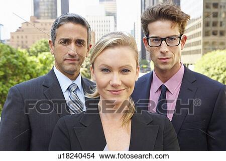 Picture - Portrait Of Three Business Colleagues Outside Office. Fotosearch