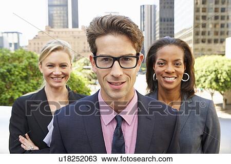 Portrait Of Three Business Colleagues Outside Office View Large Photo Image Stock Image - Portrait Of Three Business Colleagues Outside Office. Fotosearch