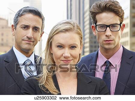 Portrait Of Three Business Colleagues Outside Office View Large Photo Image Stock Image - Portrait Of Three Business Colleagues Outside Office. Fotosearch