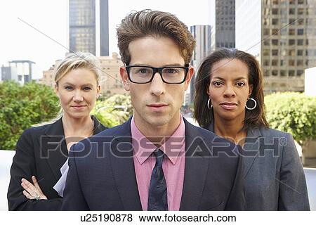 Portrait Of Three Business Colleagues Outside Office View Large Photo Image Stock Photo - Portrait Of Three Business Colleagues Outside Office. Fotosearch
