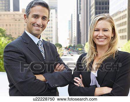 Portrait Of Two Business Colleagues Outside Office View Large Photo Image Stock Image - Portrait Of Two Business Colleagues Outside Office. Fotosearch