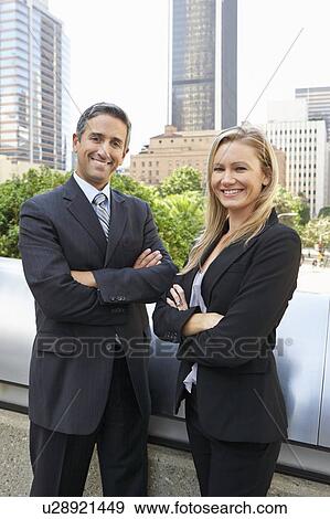 Portrait Of Two Business Colleagues Outside Office View Large Photo Image Stock Photo - Portrait Of Two Business Colleagues Outside Office. Fotosearch