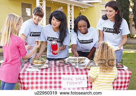 Women And Children Running Charity Bake Sale View Large Photo Image Stock Photo - Women And Children Running Charity Bake Sale. Fotosearch