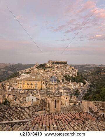 Aerial sunset view of Ragusa Ibla, Sicily, Italy View Large Photo Image Stock Image - Aerial sunset view of Ragusa Ibla, Sicily, Italy. Fotosearch