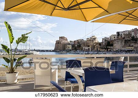 Castellammare al Golfo view from restaurant, Sicily, Italy View Large Photo Image Stock Image - Castellammare al Golfo view from restaurant, Sicily, Italy. Fotosearch