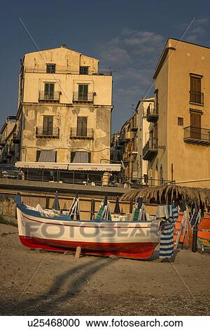 Cefalu in summer, beach scene, Sicily, Italy View Large Photo Image Stock Image - Cefalu in summer, beach scene, Sicily, Italy. Fotosearch