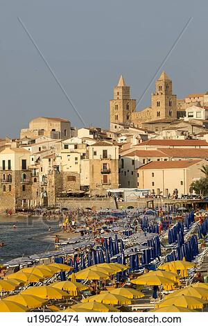 Picture - Cefalu in summer, Sicily, Italy. Fotosearch