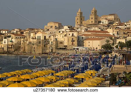 Cefalu in summer, Sicily, Italy View Large Photo Image Stock Image - Cefalu in summer, Sicily, Italy. Fotosearch