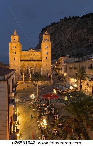 Cefalu street scene at twilight, Sicily, Italy View Large Photo Image Stock Image - Cefalu street scene at twilight, Sicily, Italy. Fotosearch