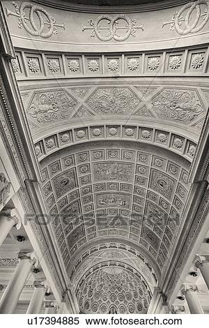 Stock Photography - Church interior, coffered arched ceiling MonteCastello di Vibio,. Fotosearch