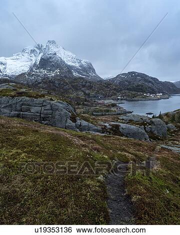 Stock Photograph - Early morning at Nosfjord, Lofoten Islands, Norway. Fotosearch