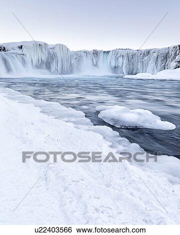 Godafoss waterfall frozen in winter, Iceland View Large Photo Image Stock Photograph - Godafoss waterfall frozen in winter, Iceland. Fotosearch