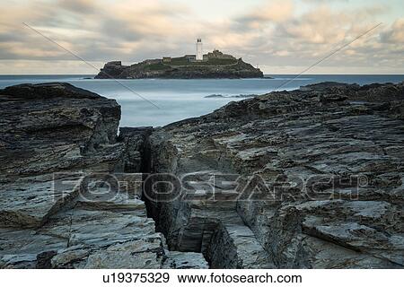 Godrevey lighthouse at stunning sunrise, Cornwall, England View Large Photo Image Stock Photo - Godrevey lighthouse at stunning sunrise, Cornwall, England. Fotosearch