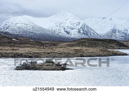 Stock Photo - Loch Ba at sunset, Glen Coe, Scotland. Fotosearch