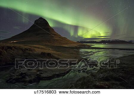 Northern lights over Kirkjufell mountain, Grundarfjordur, Snaef View Large Photo Image Stock Image - Northern lights over Kirkjufell mountain, Grundarfjordur, Snaef. Fotosearch