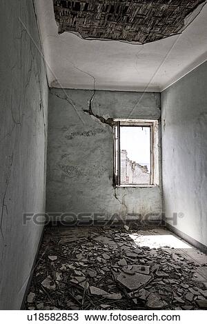 Stock Image - Poggioreale interior detail of earthquake destruction, Sicily, I. Fotosearch