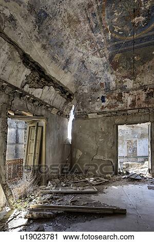 Stock Image - Poggioreale interior detail of earthquake destruction, Sicily, I. Fotosearch