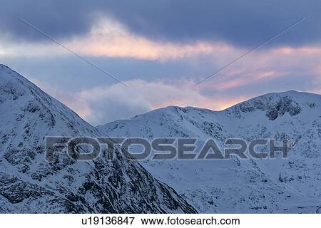Stock Photo - Rannoch moor mountain details, at sunset, Glen Coe, Scotland. Fotosearch