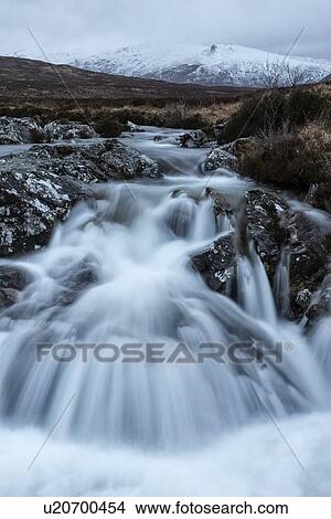 River Coupall waterfall with Stob Mhic Mhuin mountain, Buchaille View Large Photo Image Picture - River Coupall waterfall with Stob Mhic Mhuin mountain, Buchaille. Fotosearch