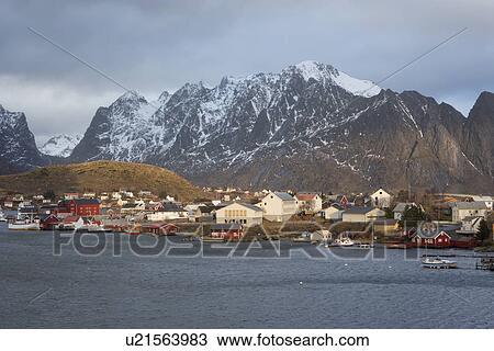 Scenic sunset view of Reine, Lofoten islands, Norway View Large Photo Image Stock Image - Scenic sunset view of Reine, Lofoten islands, Norway. Fotosearch