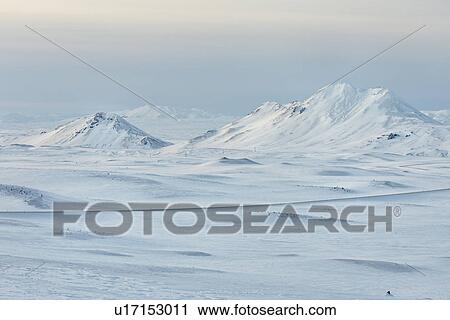 Stock Image - Snow landscape at Dimmifjallgardur, Iceland. Fotosearch