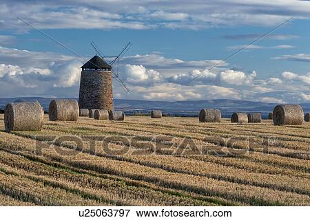 St. Monan windmill and mown hay fields, Scotland View Large Photo Image Stock Photo - St. Monan windmill and mown hay fields, Scotland. Fotosearch