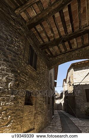Stock Photo - Street detail: MonteCastello di Vibio, Umbria, Italy. Fotosearch
